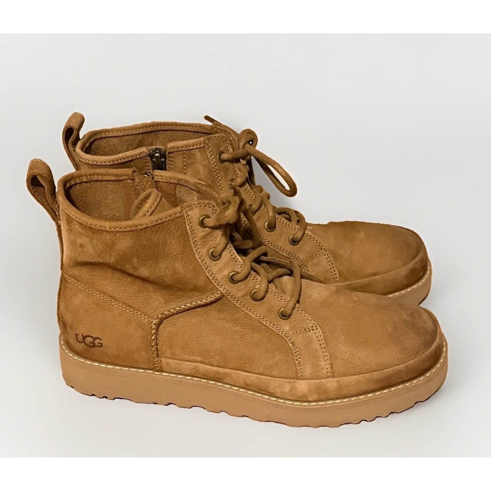 UGG Deconstructed Lace Hiker Boots Women 10 Chestnut Nubuck Leather 1127991